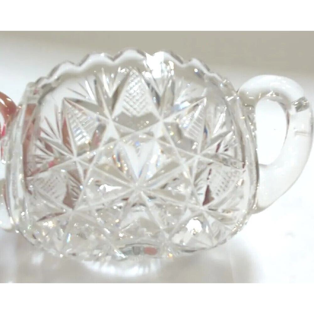 Antique APB Cut Crystal Sugar Bowl, Sawtooth Rim, Two Handles - Picture 5 of 9